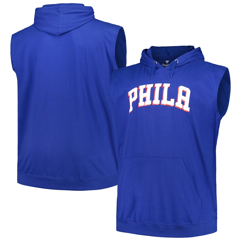 Men's Fanatics Royal Philadelphia 76ers Big & Tall Jersey Muscle Pullover Hoodie