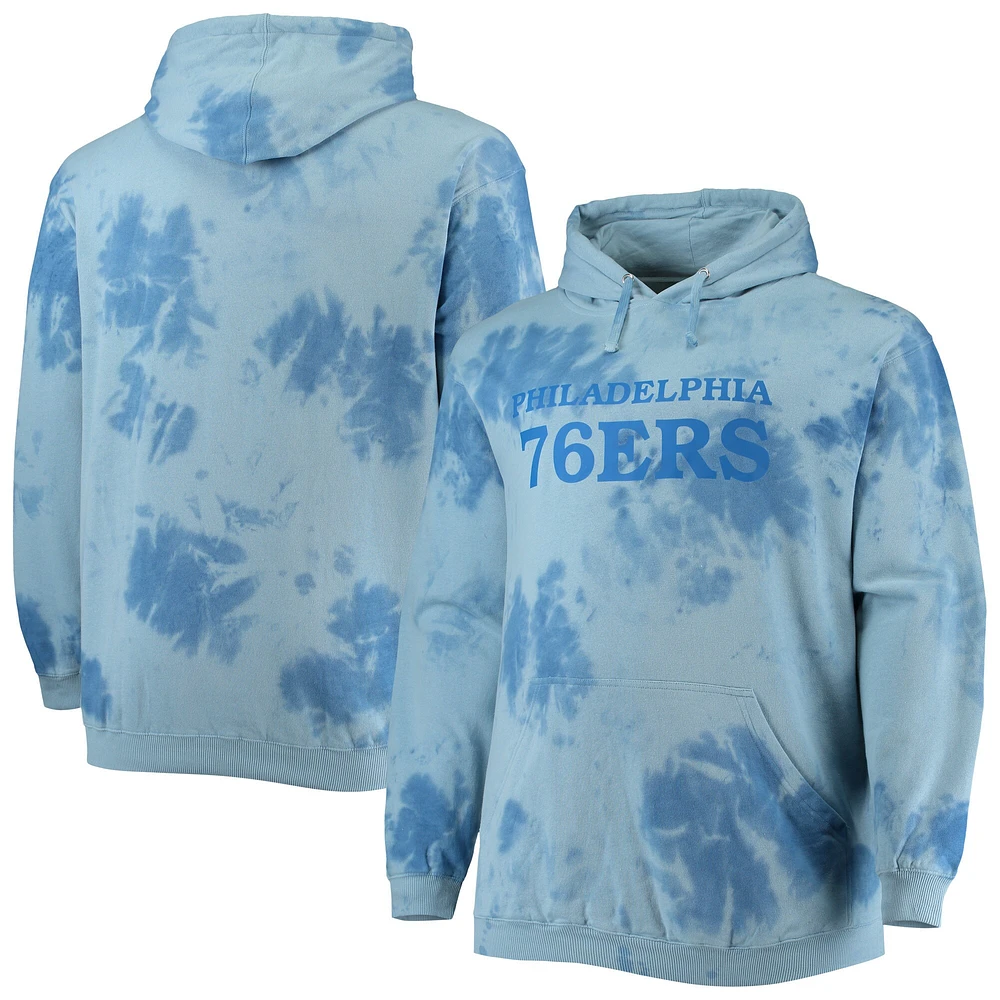 Sweat à capuche Fanatics Royal Philadelphia 76ers pour hommes Big & Tall Wordmark Cloud Dye