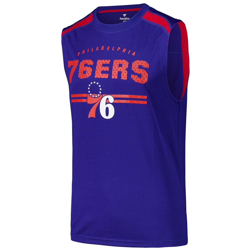 Débardeur musculaire Fanatics Royal Philadelphia 76ers Birdseye pour hommes