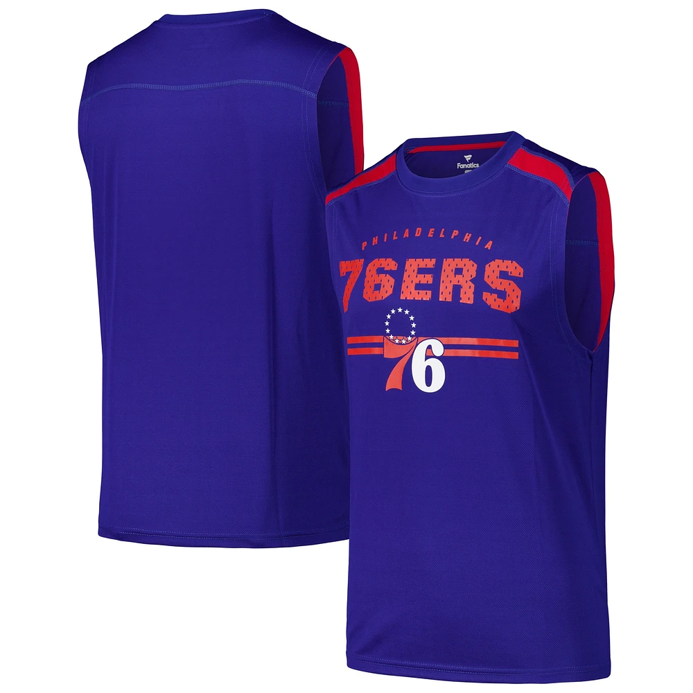 Débardeur musculaire Fanatics Royal Philadelphia 76ers Birdseye pour hommes