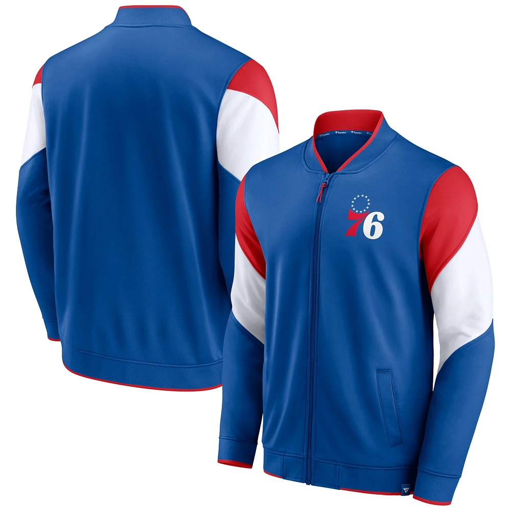 Fanatics Royal Philadelphia 76ers Block Party League Best pour hommes - Veste de survêtement entièrement zippée