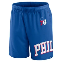 Short en maille à lancer franc Fanatics Royal Philadelphia 76ers pour hommes