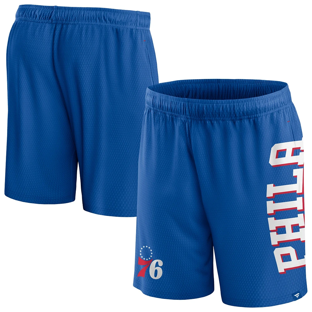 Short en maille Post Up Fanatics Royal Philadelphia 76ers pour hommes