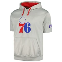 Sweat à capuche manches courtes Fanatics pour hommes, argent/rouge, Philadelphia 76ers