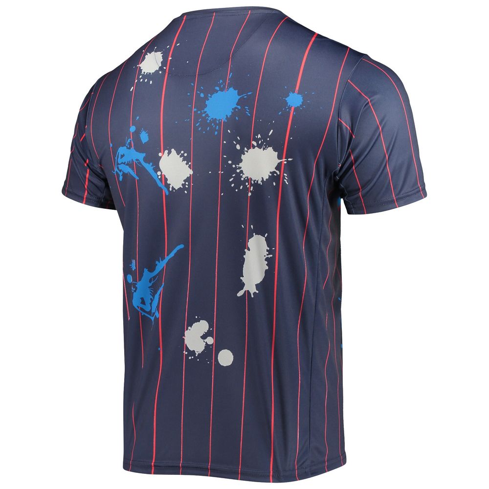 Men's FISLL Navy Philadelphia 76ers Striped Splatter T-Shirt