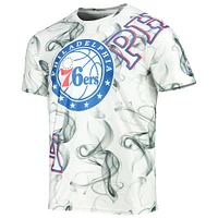 T-shirt FISLL Philadelphia 76ers Asymetric Bold Smoke pour homme, blanc/noir