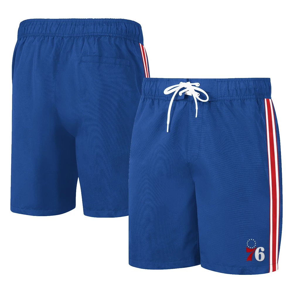 Short de bain G-III Sports by Carl Banks pour hommes Royal Philadelphia 76ers Sand Beach Volley