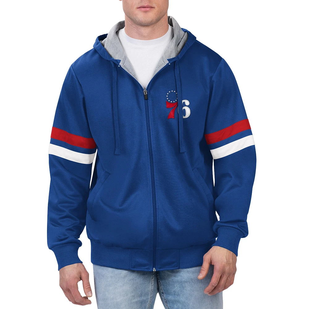 Veste à capuche entièrement zippée G-III Sports by Carl Banks Royal Philadelphia 76ers Contender pour hommes