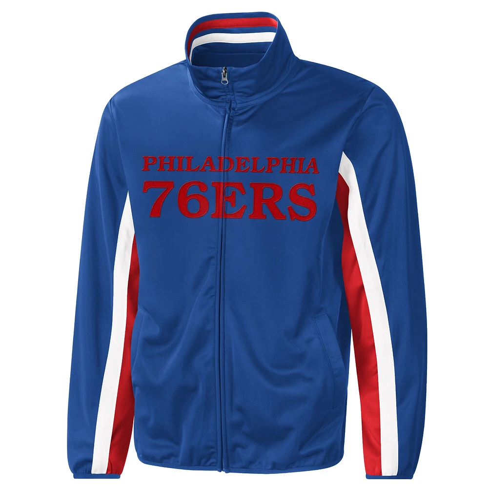 Veste de survêtement entièrement zippée G-III Sports by Carl Banks Royal Philadelphia 76ers Contender Wordmark pour homme