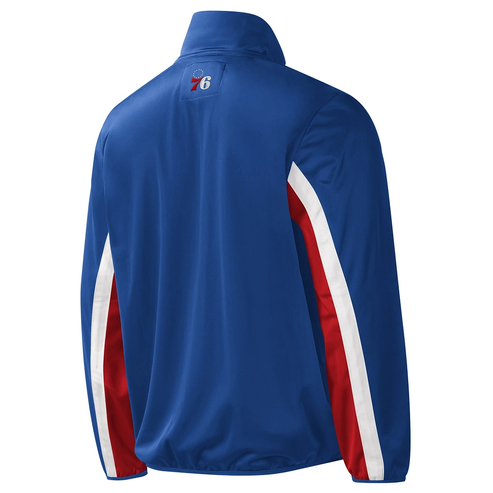 Veste de survêtement entièrement zippée G-III Sports by Carl Banks Royal Philadelphia 76ers Contender Wordmark pour homme