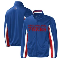 Veste de survêtement entièrement zippée G-III Sports by Carl Banks Royal Philadelphia 76ers Contender Wordmark pour homme