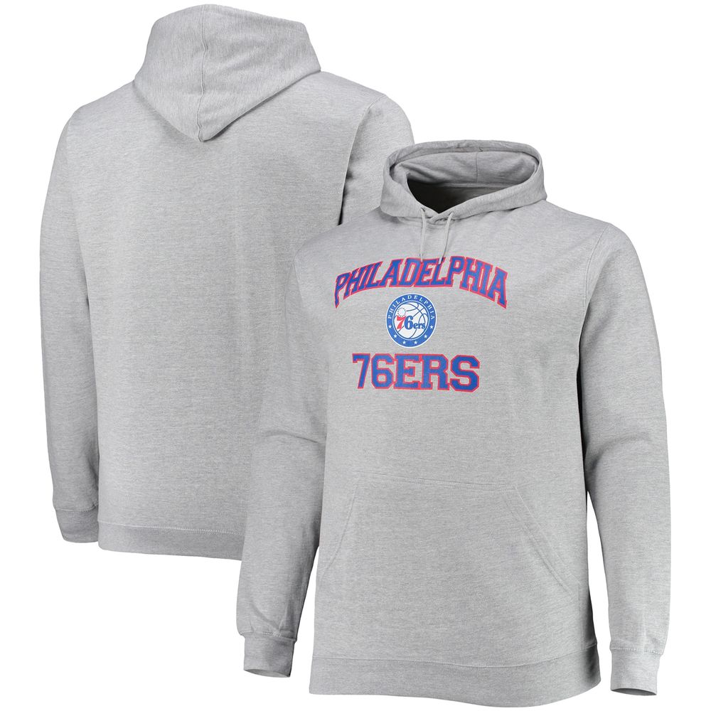 Men's Heathered Gray Philadelphia 76ers Big & Tall Heart Soul Pullover Hoodie