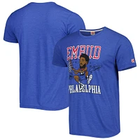 Hommage Joel Embiid Royal Philadelphia 76ers Caricature T-shirt triple mélange pour homme