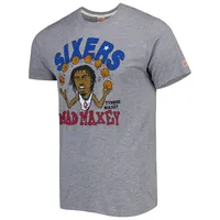 Men's Homage Tyrese Maxey Gray Philadelphia 76ers Caricature Tri-Blend T-Shirt