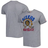 Men's Homage Tyrese Maxey Gray Philadelphia 76ers Caricature Tri-Blend T-Shirt