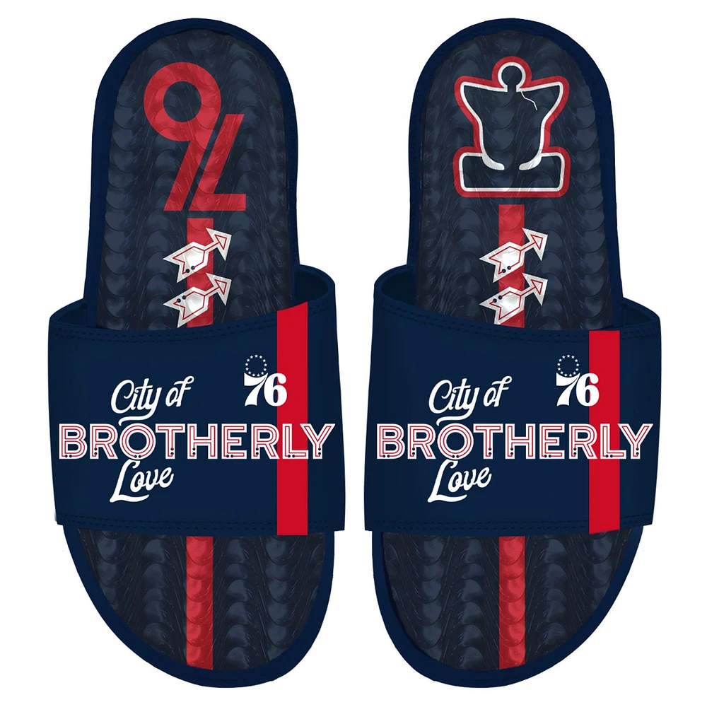 Sandales à enfiler en gel ISlide pour hommes, bleu marine, Philadelphia 76ers 2023/24 City Edition