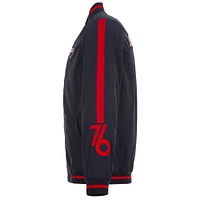 Blouson aviateur entièrement zippé en nylon JH Design pour hommes des Philadelphia 76ers 2023/24 City Edition