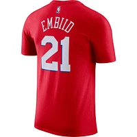 Men's Jordan Brand Joel Embiid Red Philadelphia 76ers Essential Statement Name & Number - T-Shirt