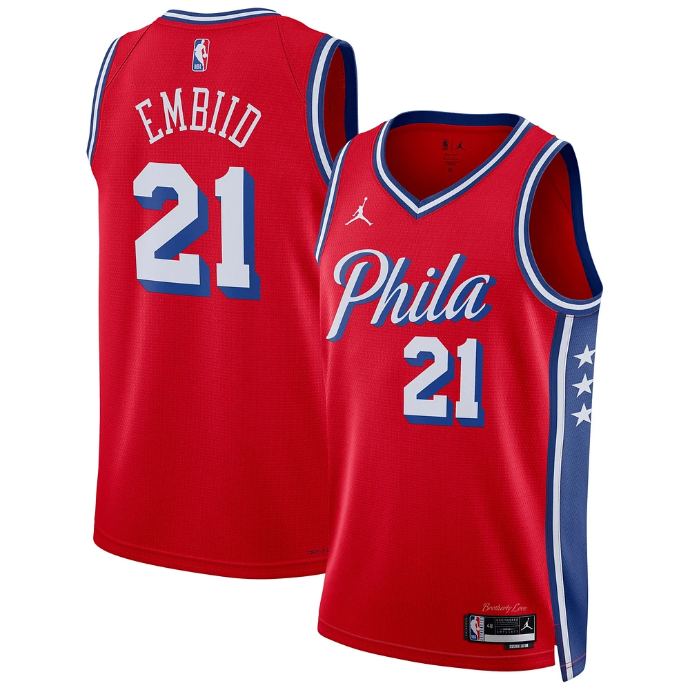 Maillot Jordan Brand Joel Embiid Philadelphia 76ers Swingman pour Homme Rouge - Statement Edition