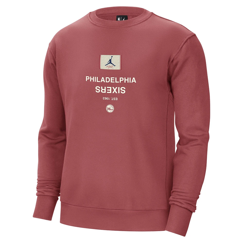 Men's Jordan Brand Red Philadelphia 76ers Courtside Statement Edition Heavyweight Pullover Sweatshirt