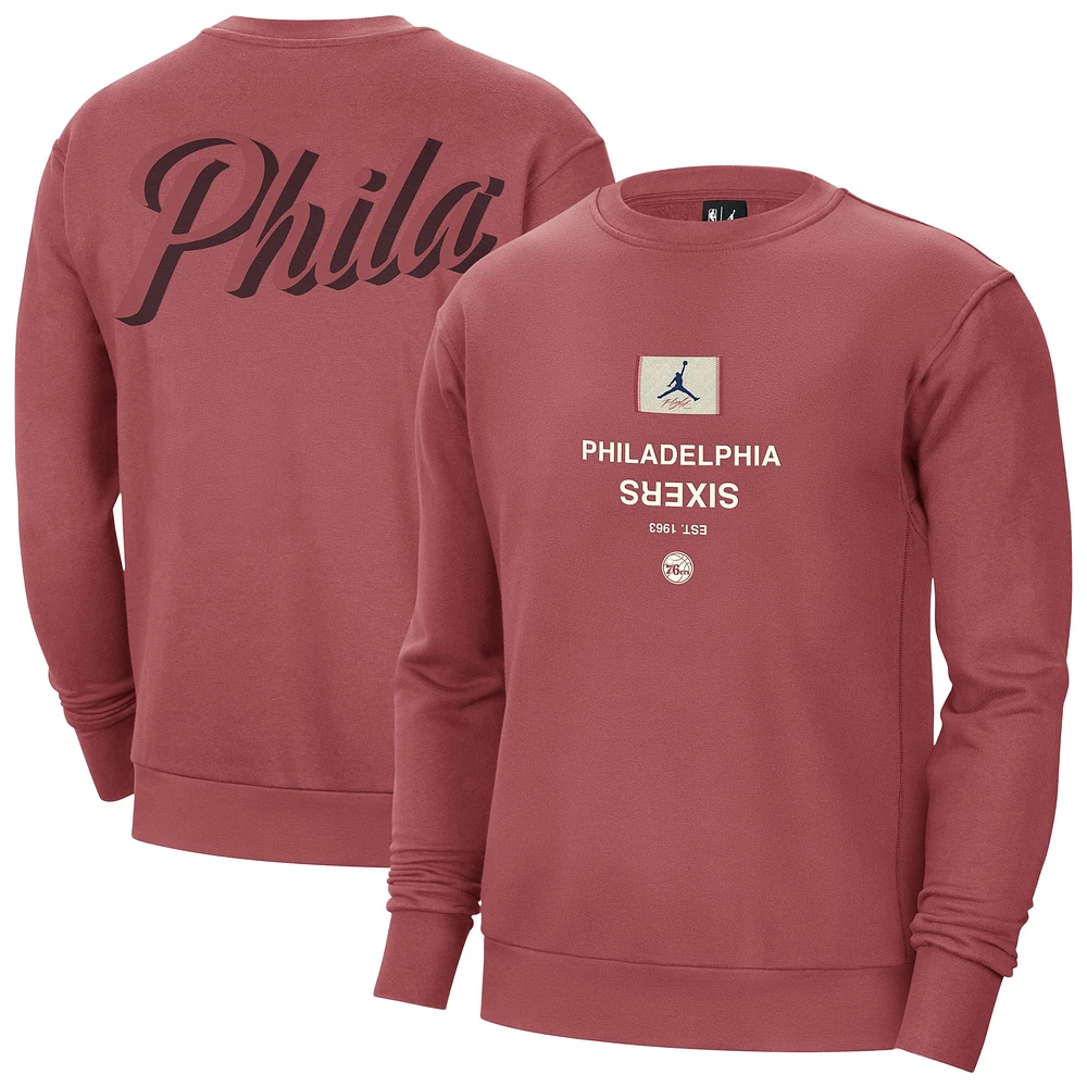 Sweat-shirt à capuche épais Jordan Brand rouge Philadelphia 76ers Courtside Statement Edition pour homme