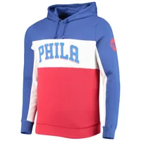 Sweat à capuche en polaire blocs de couleurs Philadelphia 76ers Wordmark pour homme Junk Food bleu/blanc