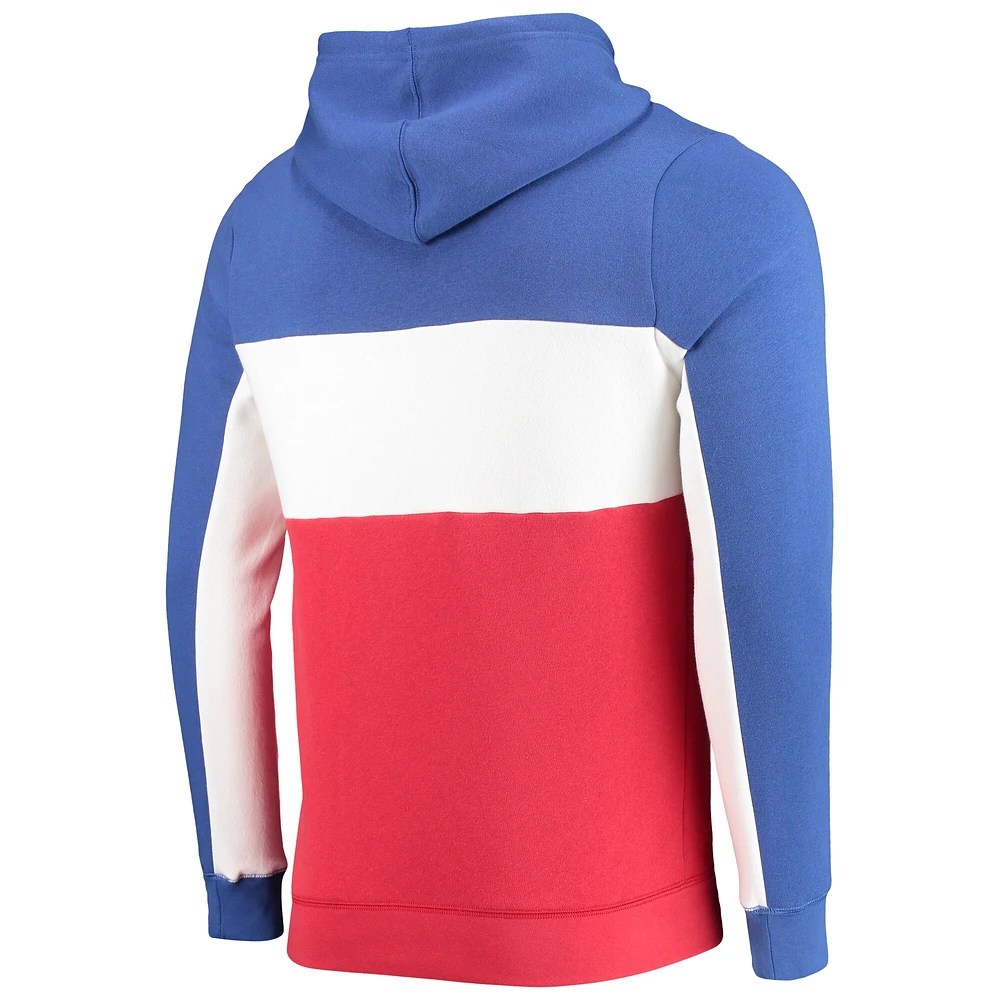 Sweat à capuche en polaire blocs de couleurs Philadelphia 76ers Wordmark pour homme Junk Food bleu/blanc