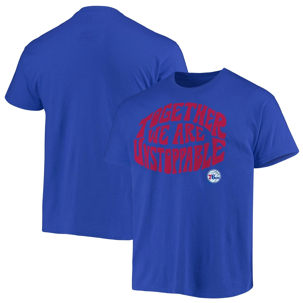 T-shirt lavé aux enzymes pour hommes Junk Food Royal Philadelphia 76ers Message positif