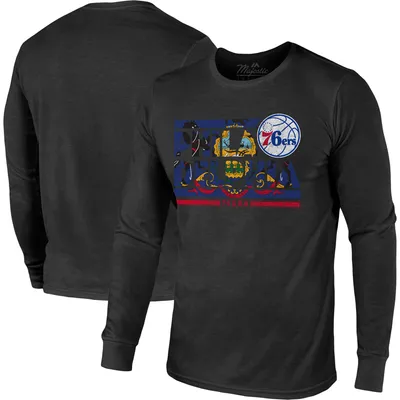 Philadelphia 76ers Majestic Threads City and State Tri-Blend Long Sleeve T-Shirt - Black