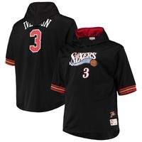 Men's Mitchell & Ness Allen Iverson Black/Red Philadelphia 76ers Big Tall Name Number Short Sleeve Hoodie