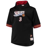 Men's Mitchell & Ness Allen Iverson Black/Red Philadelphia 76ers Big Tall Name Number Short Sleeve Hoodie