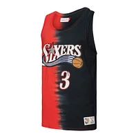 Men's Mitchell & Ness Allen Iverson Black/Red Philadelphia 76ers Hardwood Classics Tie-Dye Name Number - Tank Top