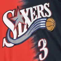 Men's Mitchell & Ness Allen Iverson Black/Red Philadelphia 76ers Hardwood Classics Tie-Dye Name Number - Tank Top