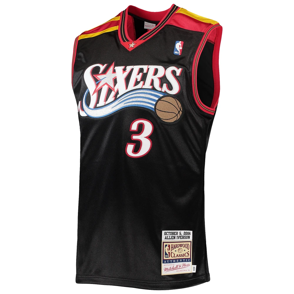 Men's Mitchell & Ness Allen Iverson Black Philadelphia 76ers 2006 Hardwood Classics Authentic Jersey