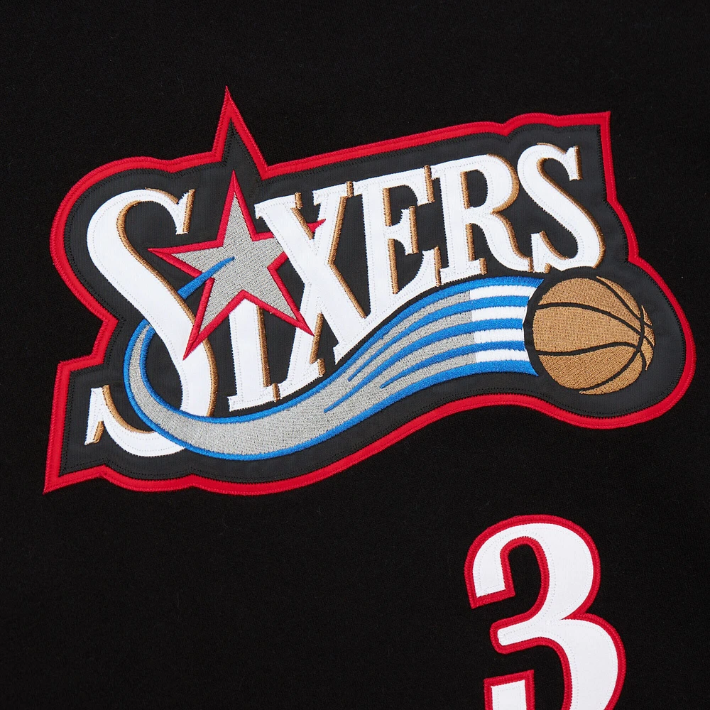 Men's Mitchell & Ness Allen Iverson Black Philadelphia 76ers Name Number Pullover Hoodie