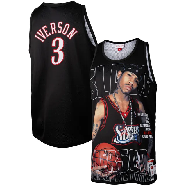 Men's Mitchell & Ness Allen Iverson Navy/Gray Georgetown Hoyas Sublimated  Player Tank Top