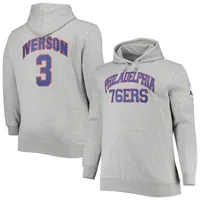 Mitchell & Ness Allen Iverson Heathered Grey Philadelphia 76ers Tailles Big Tall Name Number Pull à capuche