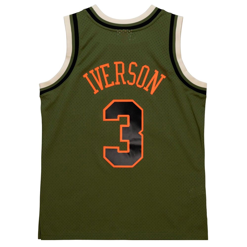 Men's Mitchell & Ness Allen Iverson Olive Philadelphia 76ers 1996/97 Swingman - Jersey Flight Edition