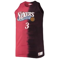 Men's Mitchell & Ness Allen Iverson Red/Black Philadelphia 76ers Big Tall Profile Tie-Dye Player Tank Top