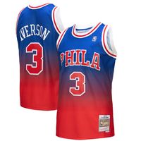 Men's Mitchell & Ness Allen Iverson Red/Royal Philadelphia 76ers 1996/97 Hardwood Classics Fadeaway Swingman Player Jersey