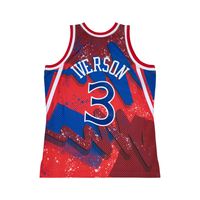 Men's Mitchell & Ness Allen Iverson Red Philadelphia 76ers 1996/97 Hardwood Classics Hyper Hoops Swingman Player - Jersey