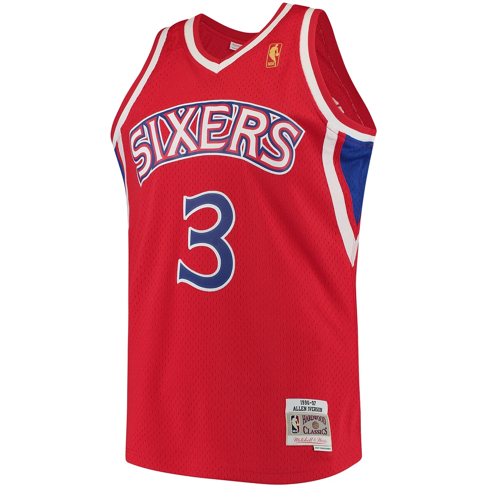 Men's Mitchell & Ness Allen Iverson Red Philadelphia 76ers 1996/97 Hardwood Classics Swingman Jersey