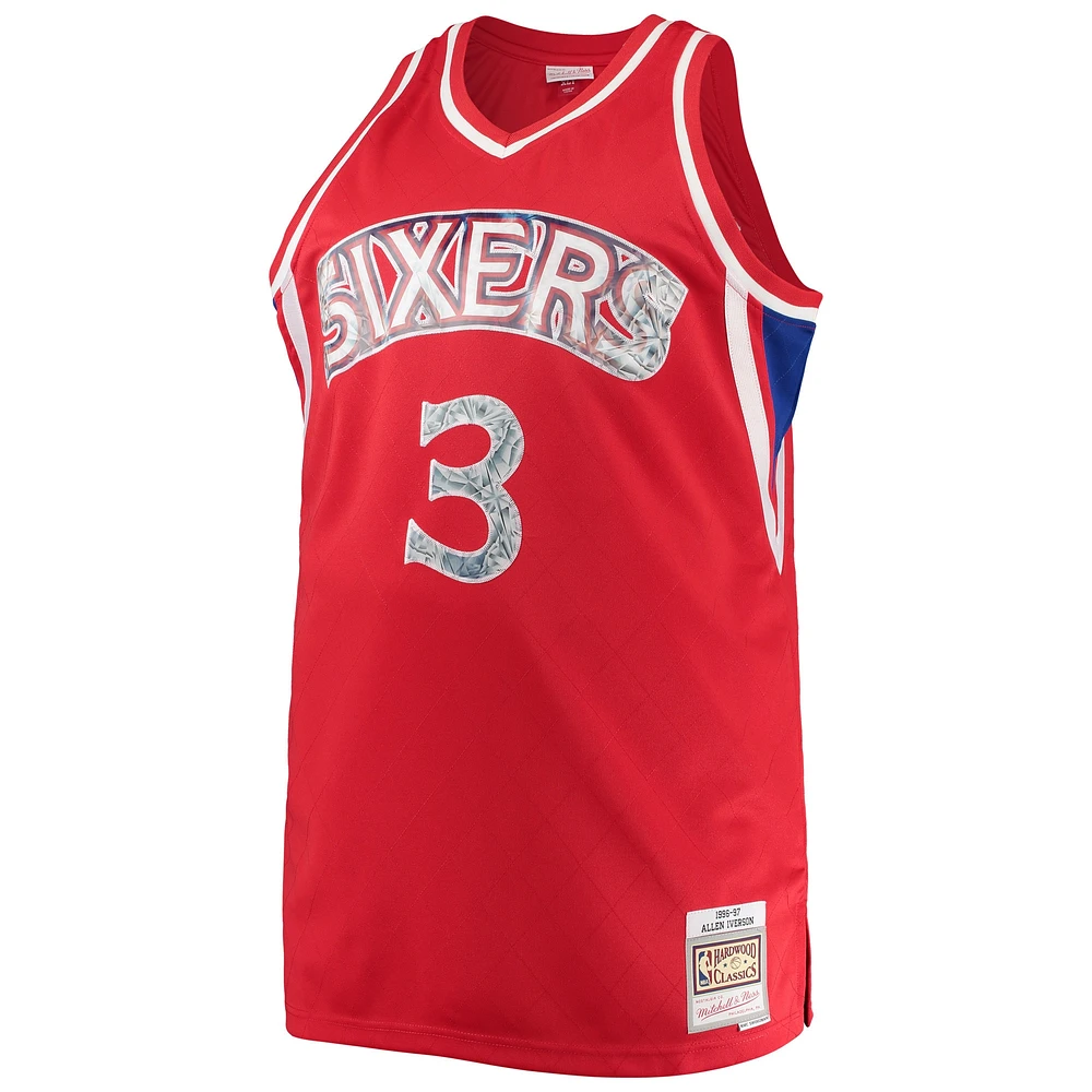 Men's Mitchell & Ness Allen Iverson Red Philadelphia 76ers Big Tall 1996/97 NBA 75th Anniversary Diamond Swingman Jersey