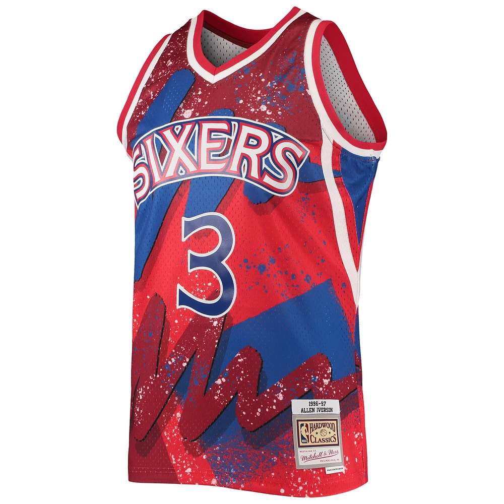 Men's Mitchell & Ness Allen Iverson Red Philadelphia 76ers Hardwood Classics 1996/97 Hyper Hoops Swingman Jersey