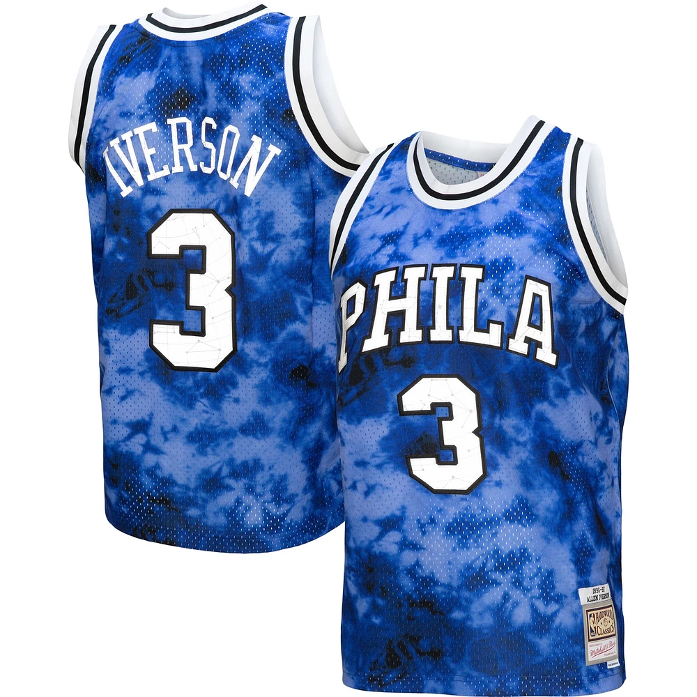 Men's Mitchell & Ness Allen Iverson Royal Philadelphia 76ers 1996/97 Hardwood Classics Galaxy Swingman - Jersey