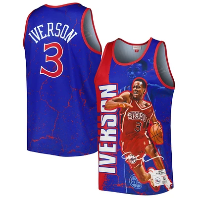 Men's Mitchell & Ness Allen Iverson Royal Philadelphia 76ers 1996-97 Hardwood Classics Player Burst Tank Top