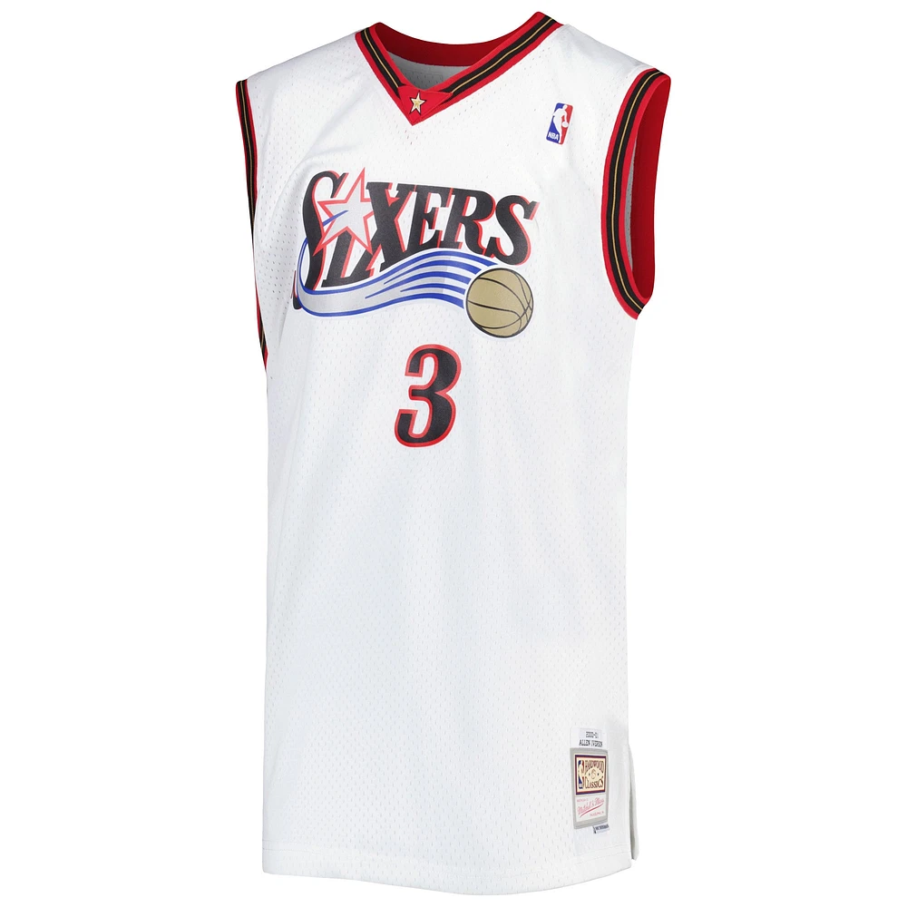 Men's Mitchell & Ness Allen Iverson White Philadelphia 76ers Big Tall Hardwood Classics 1996/97 Swingman Jersey