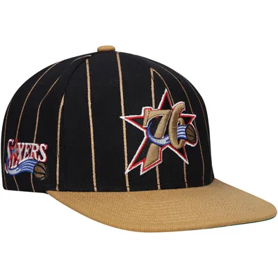 Men's Mitchell & Ness Black New York Rangers Gold Leaf Trucker Snapback Hat