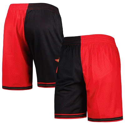 Men's Mitchell & Ness Black/Red Philadelphia 76ers Hardwood Classics 2000 Split Swingman Shorts