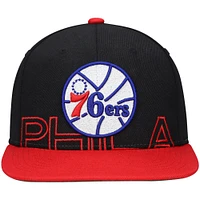 Mitchell & Ness pour homme noir/rouge Philadelphia 76ers Hardwood Classics Low Big Face Snapback Hat